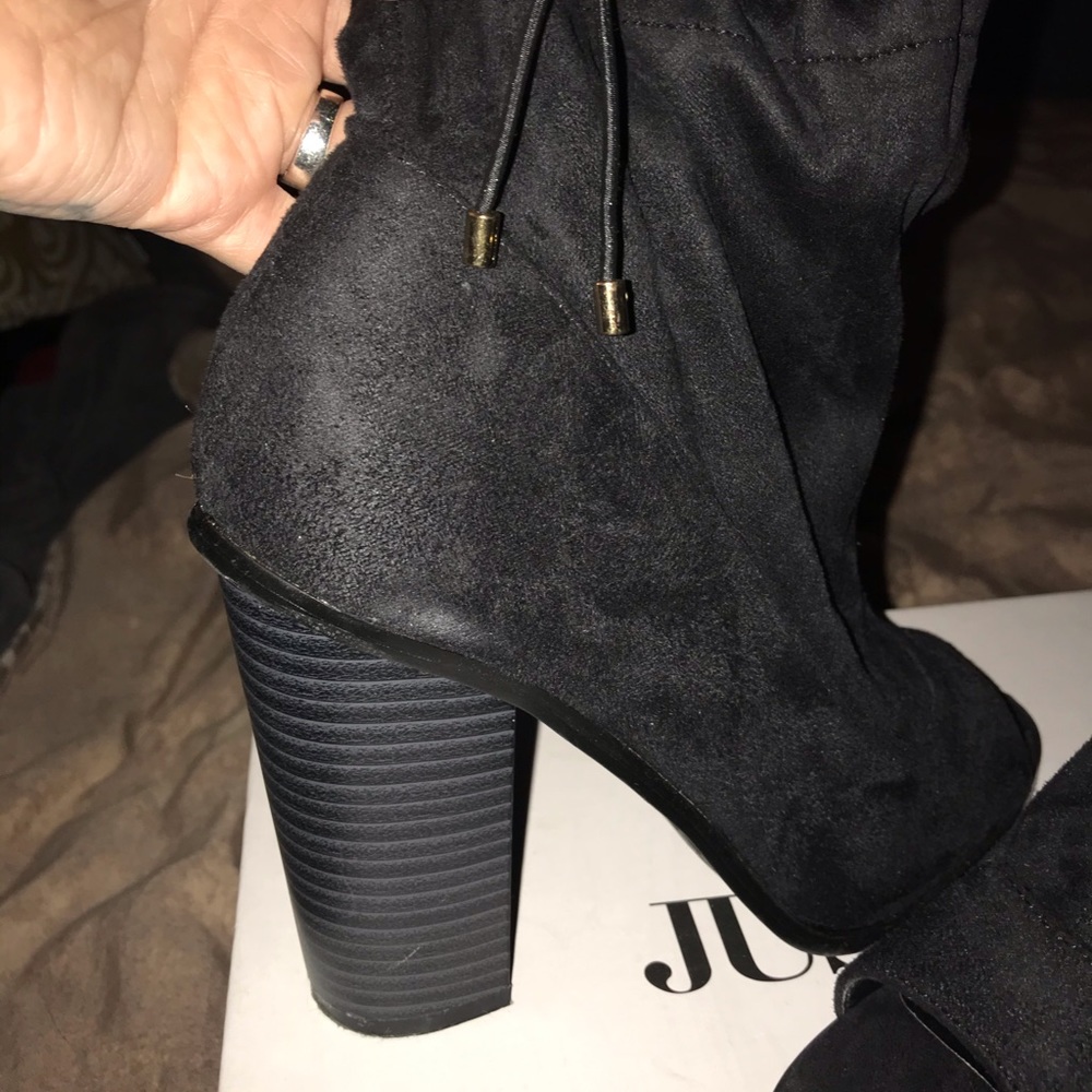JustFab Faux suede open toe bootie - Picture 2 of 3